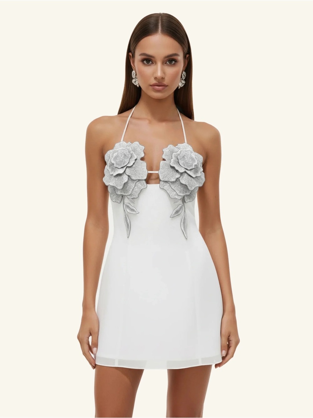 JW PEI Flower Embroidered Mini Dress - White - 4 | US